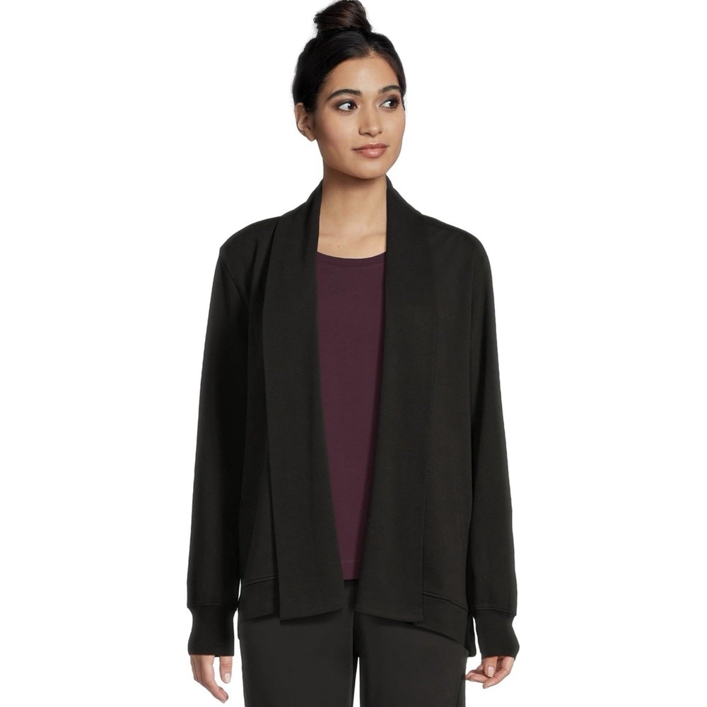 Pact Airplane Wrap Cardigan Black Organic Cotton Women's Medium Pockets Layering
